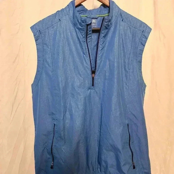 Adidas Men's Medium Climaproof Light Blue Vest - Windbreaker - Picture 1 of 3